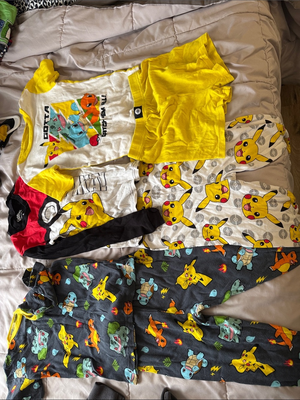 Pokemon Yellow & White Pikachu Pajama Set - 3-Piece Kids Sleepwear